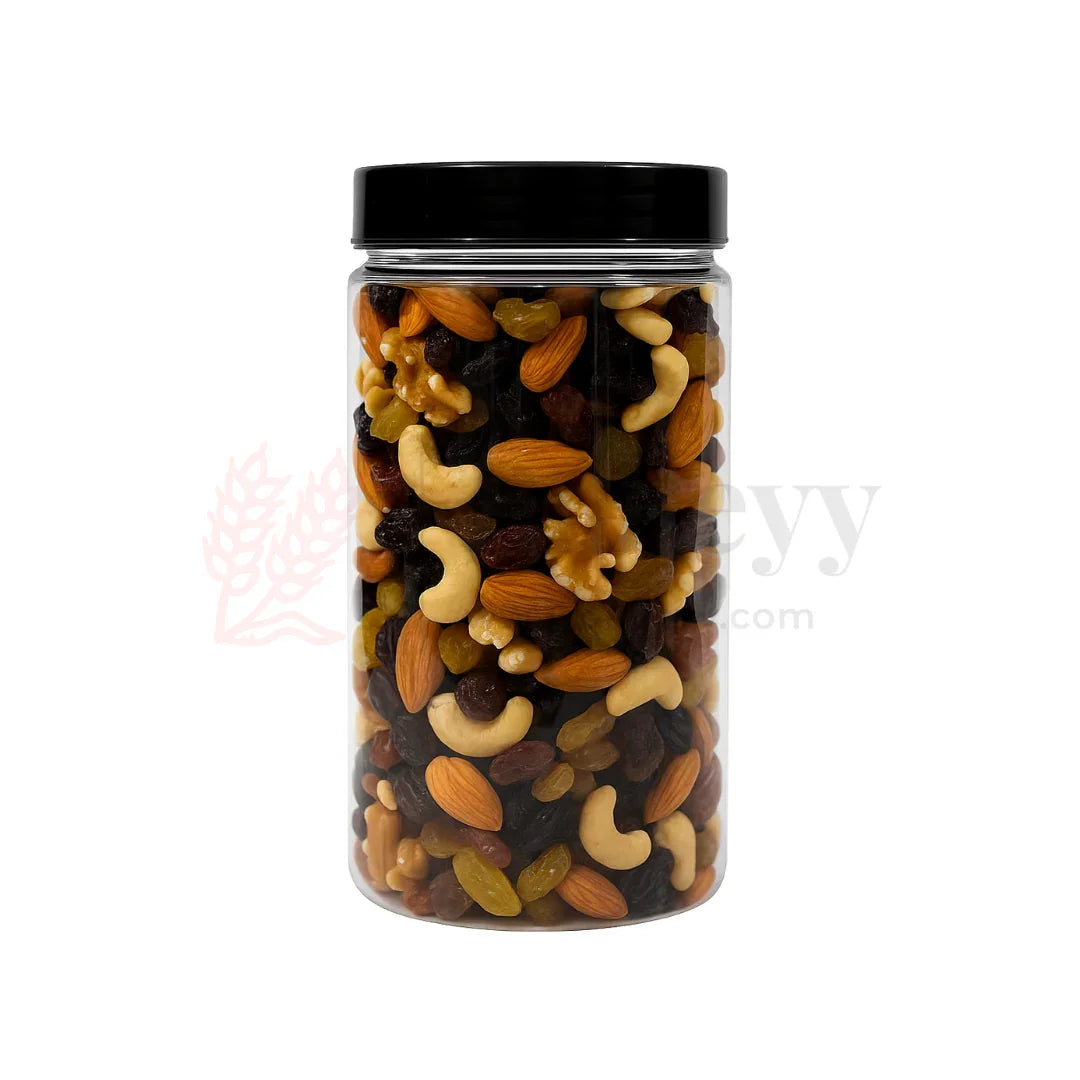 83mm | 1200ml Round PET Jar | Transparent Storage Jar with Clear Black Cap | Pack of 10 - Bakeyy.com - India - 83mm | 1200ml Round PET Jar | Transparent Storage Jar with Clear Black Cap | Pack of 10 - Default Title