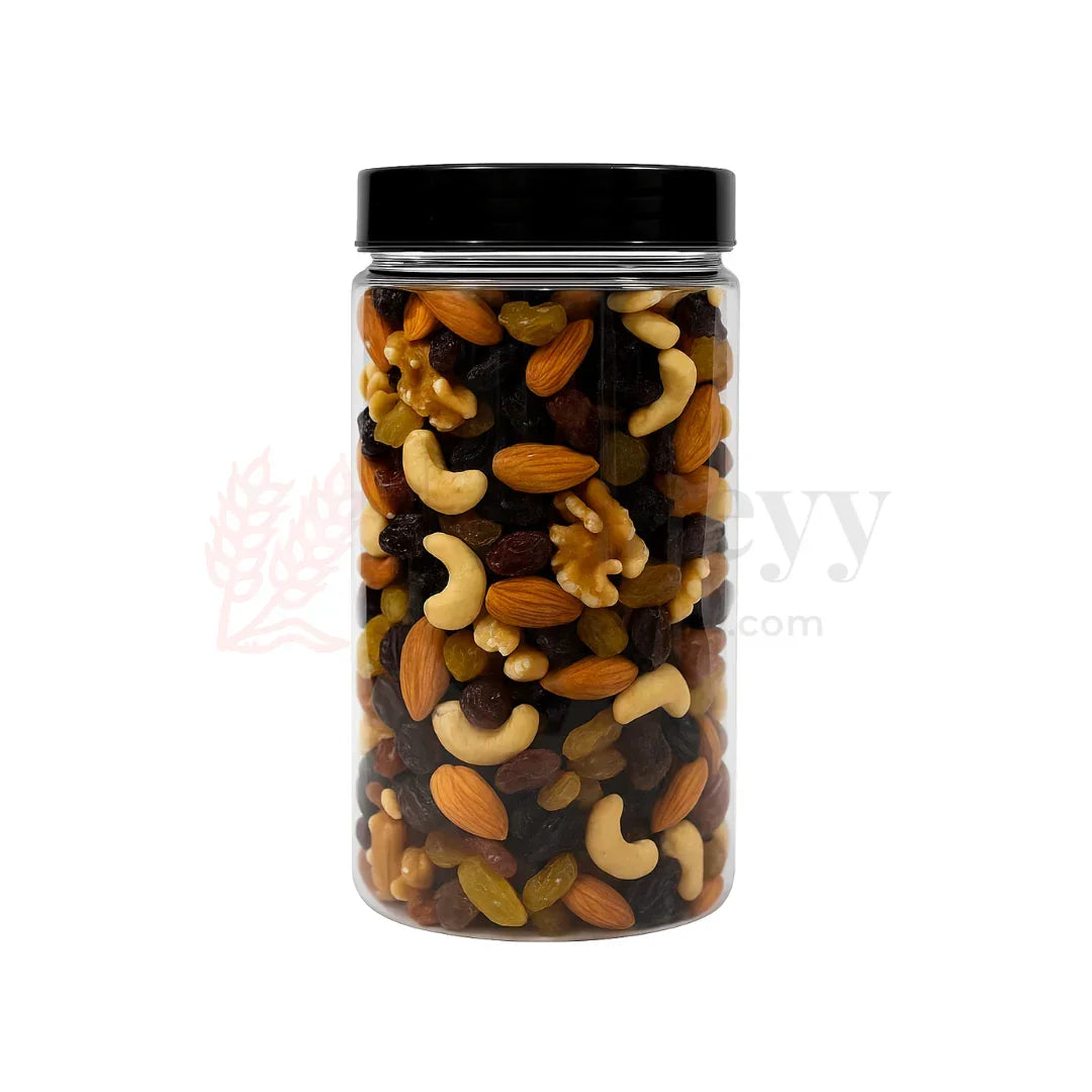 83mm | 1200ml Round PET Jar | Transparent Storage Jar with Clear Black Cap | Pack of 10 - Bakeyy.com - India - 83mm | 1200ml Round PET Jar | Transparent Storage Jar with Clear Black Cap | Pack of 10 - Default Title