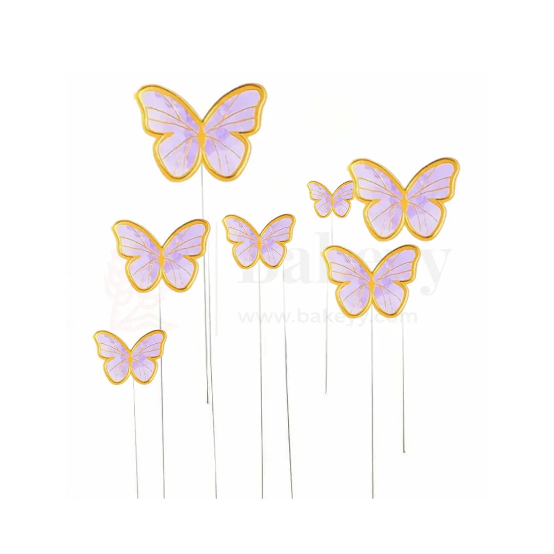 Golden-Edged Water Colour Purple | Butterfly Toppers | Elegant Decoration for Cakes, Cupcakes & Desserts | Set of 11