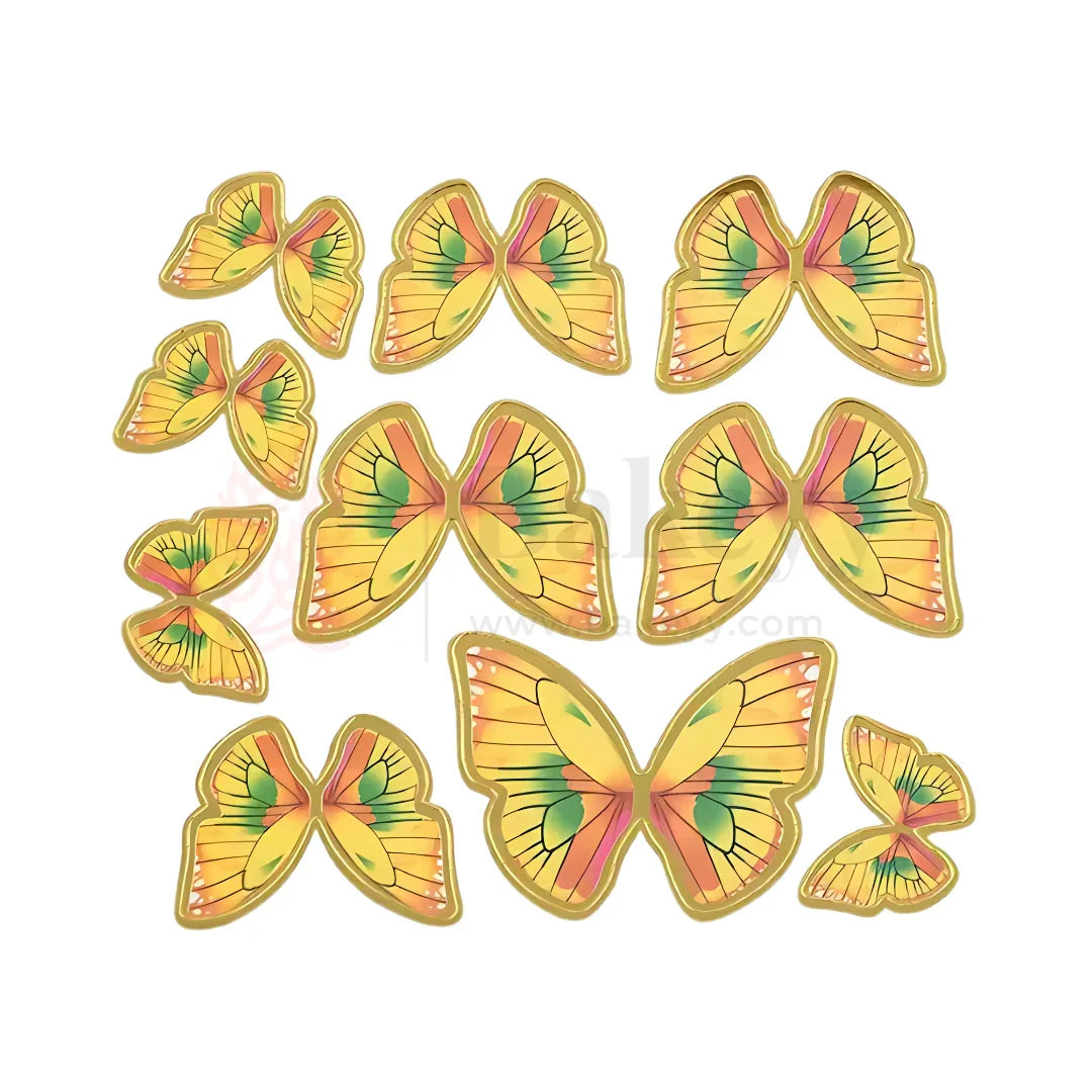Golden Yellow | Butterfly Toppers | Elegant Decoration for Cakes, Cupcakes & Desserts | Set of 10