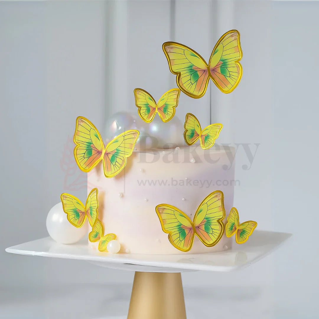 Golden Yellow | Butterfly Toppers | Elegant Decoration for Cakes, Cupcakes & Desserts | Set of 10