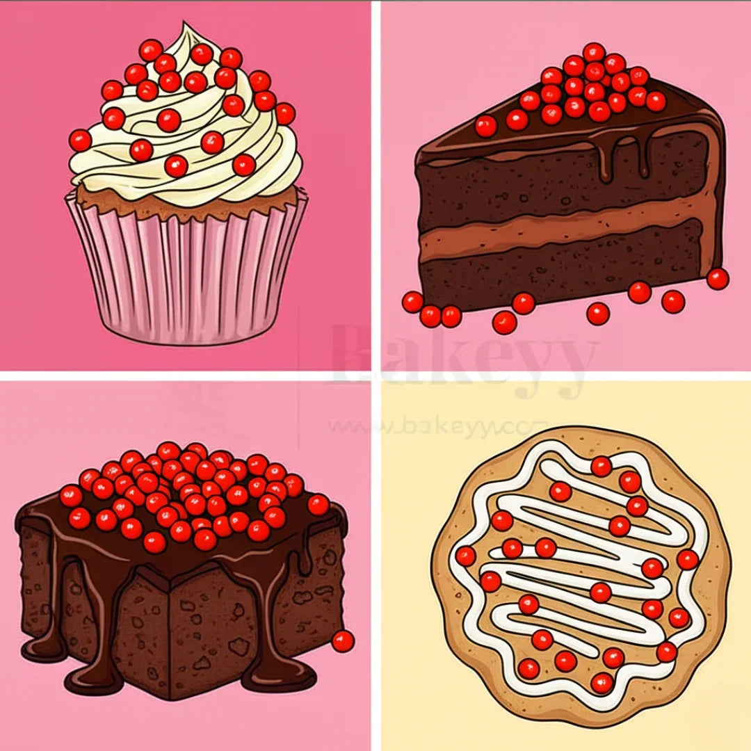 2 | Red Edible Sprinkle Balls | Sprinkle for Cake, Cupcake, Brownies Decoration