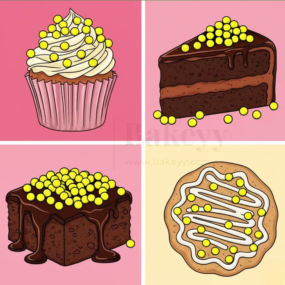 2 | Yellow Edible Sprinkle Balls | Sprinkle for Cake, Cupcake, Brownies Decoration