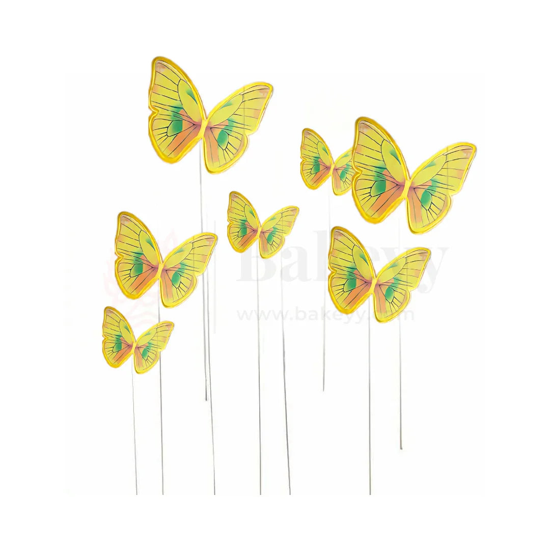Golden Yellow | Butterfly Toppers | Elegant Decoration for Cakes, Cupcakes & Desserts | Set of 10