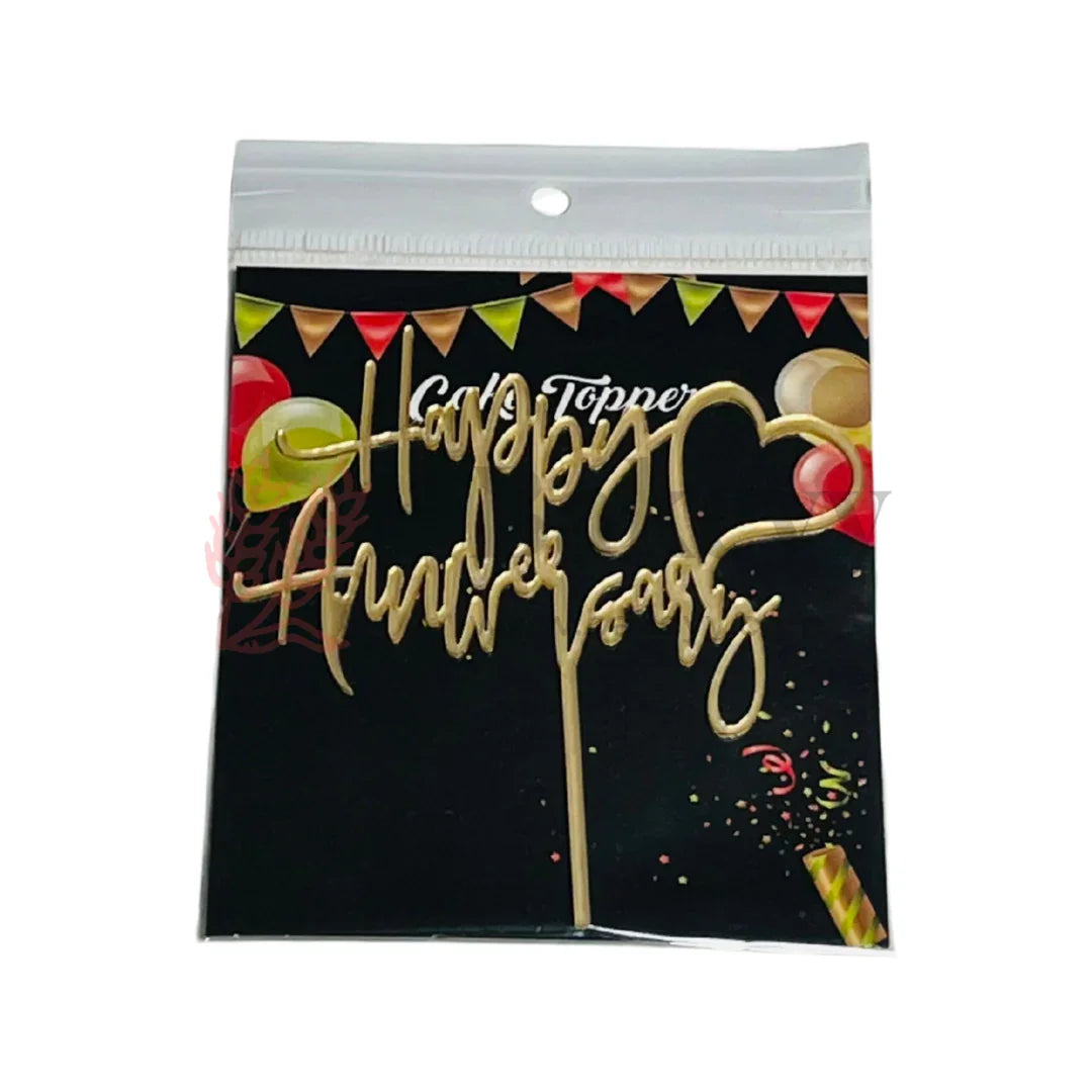 4" inch Happy Anniversary Cake Topper