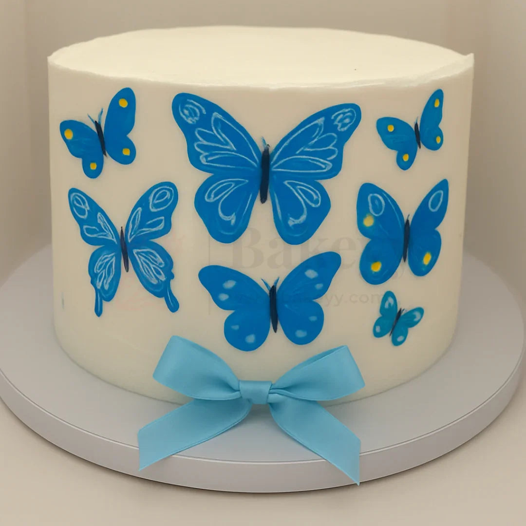 Pre-Cut | Edible Wafer | Blue Butterfly