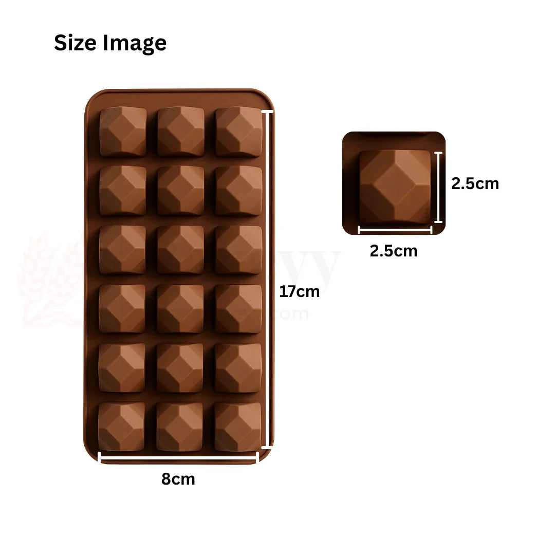 18-Cavity | Gemstone Silicone Chocolate Mould | Non-Stick Jewel Shape for Chocolates, Candies & Crafts | 1 Piece