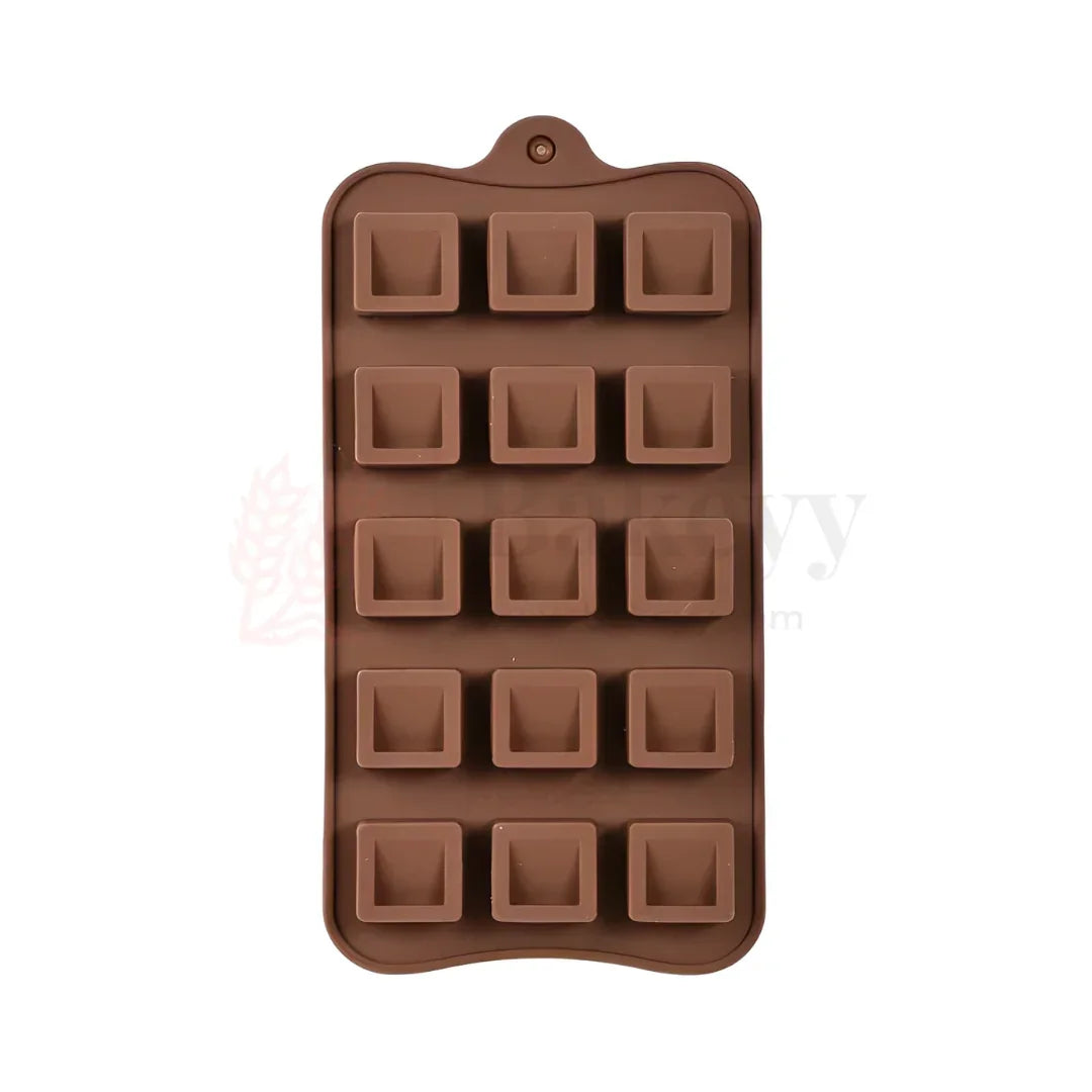 15-Cavity | Square Silicone Chocolate Mould | Non-Stick Baking & Candy Making Tray | 1 Piece - Bakeyy.com - India - 15-Cavity | Square Silicone Chocolate Mould | Non-Stick Baking & Candy Making Tray | 1 Piece - Default Title