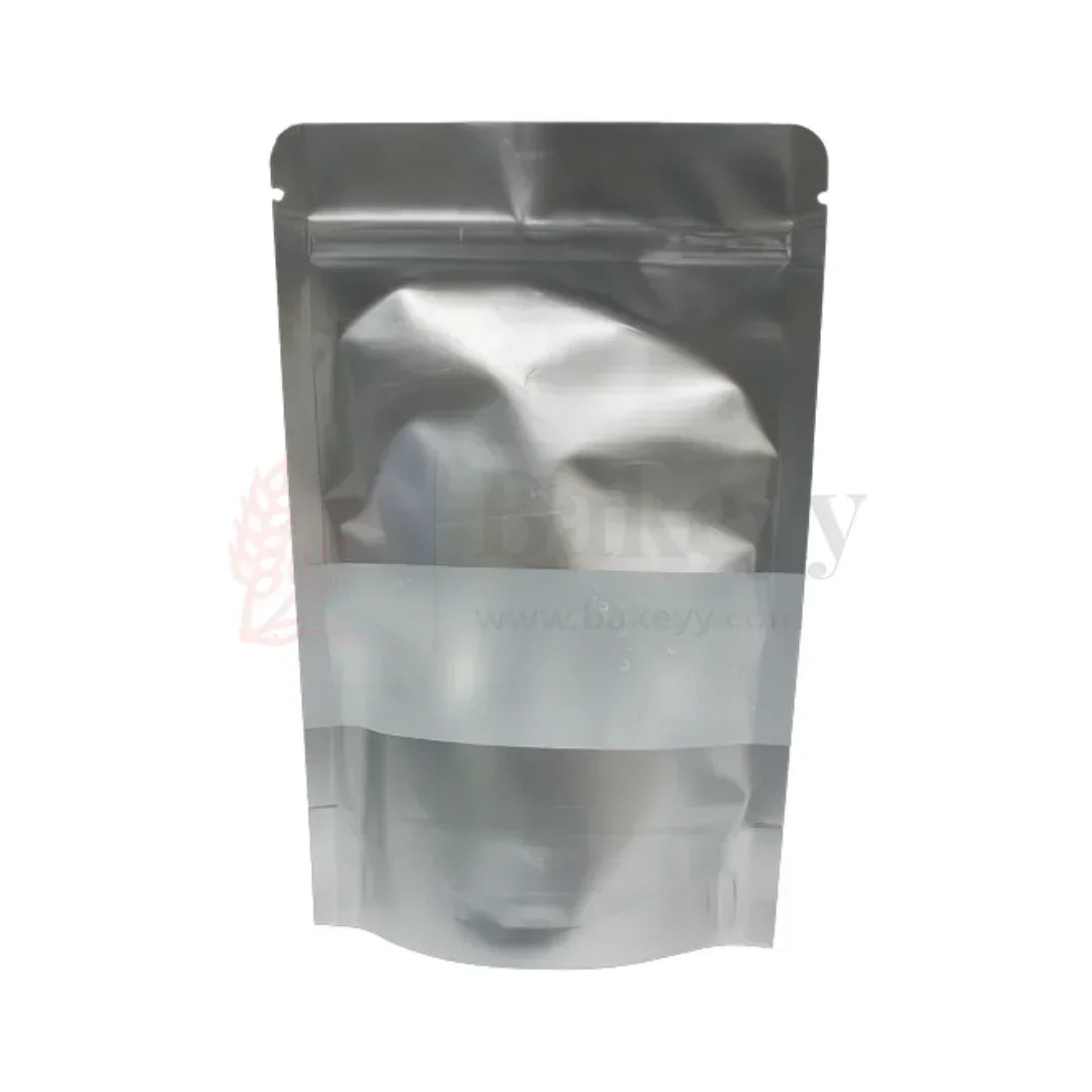250 gm | Zip Lock Pouch | Silver Colour With Window | 13x22 CM | Standing Pouch | 110 GSM | Pack of 100