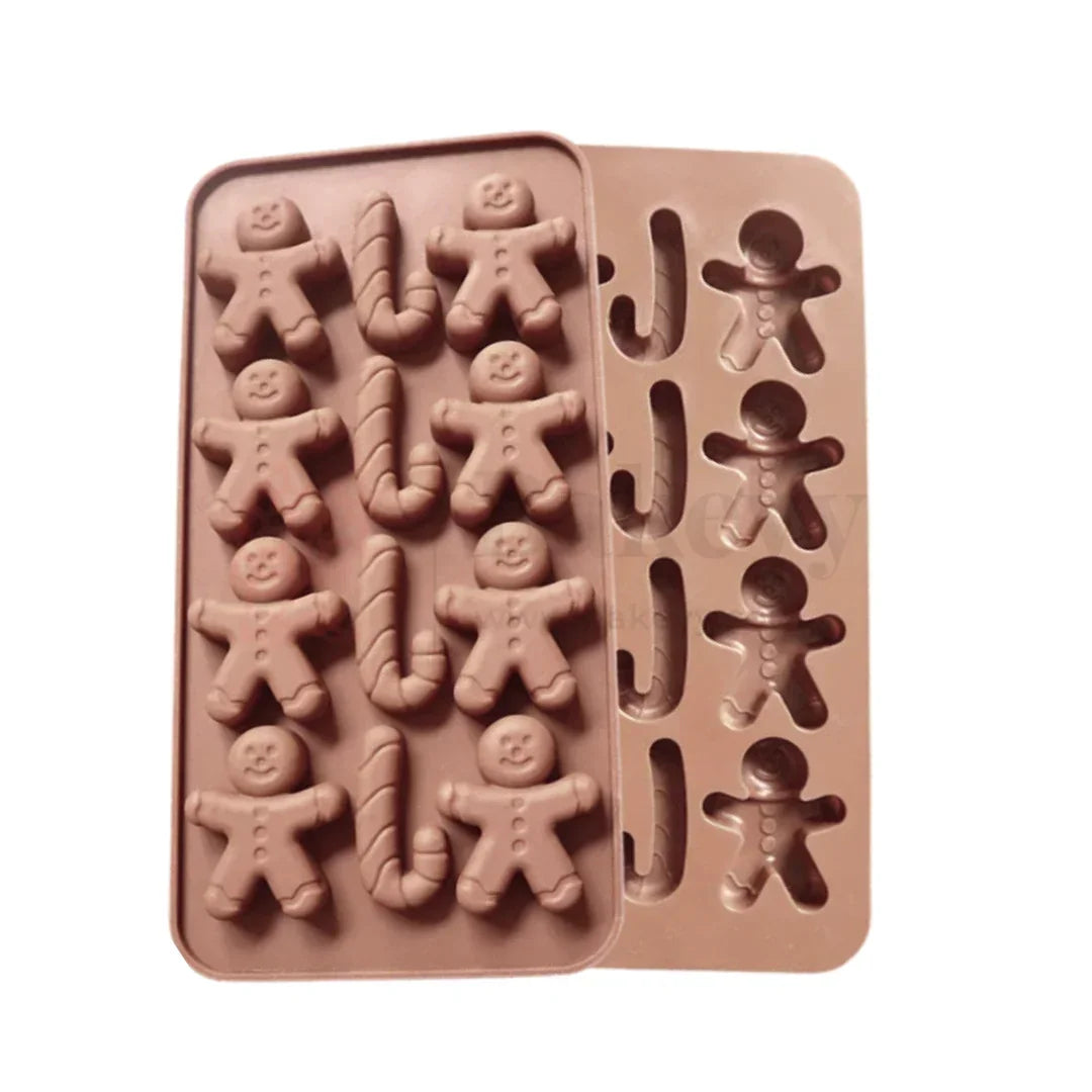 Gingerbread Man Silicone Chocolate Mould | Non-Stick Baking & Candy Making Tray | 1 Piece - Bakeyy.com - India - Gingerbread Man Silicone Chocolate Mould | Non-Stick Baking & Candy Making Tray | 1 Piece - Default Title