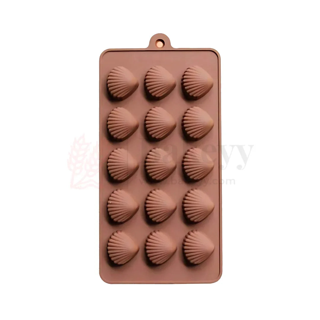 15-Cavity | Sea Shell Shaped Silicone Chocolate Mould | Non-Stick Baking & Candy Making Tray | 1 Piece