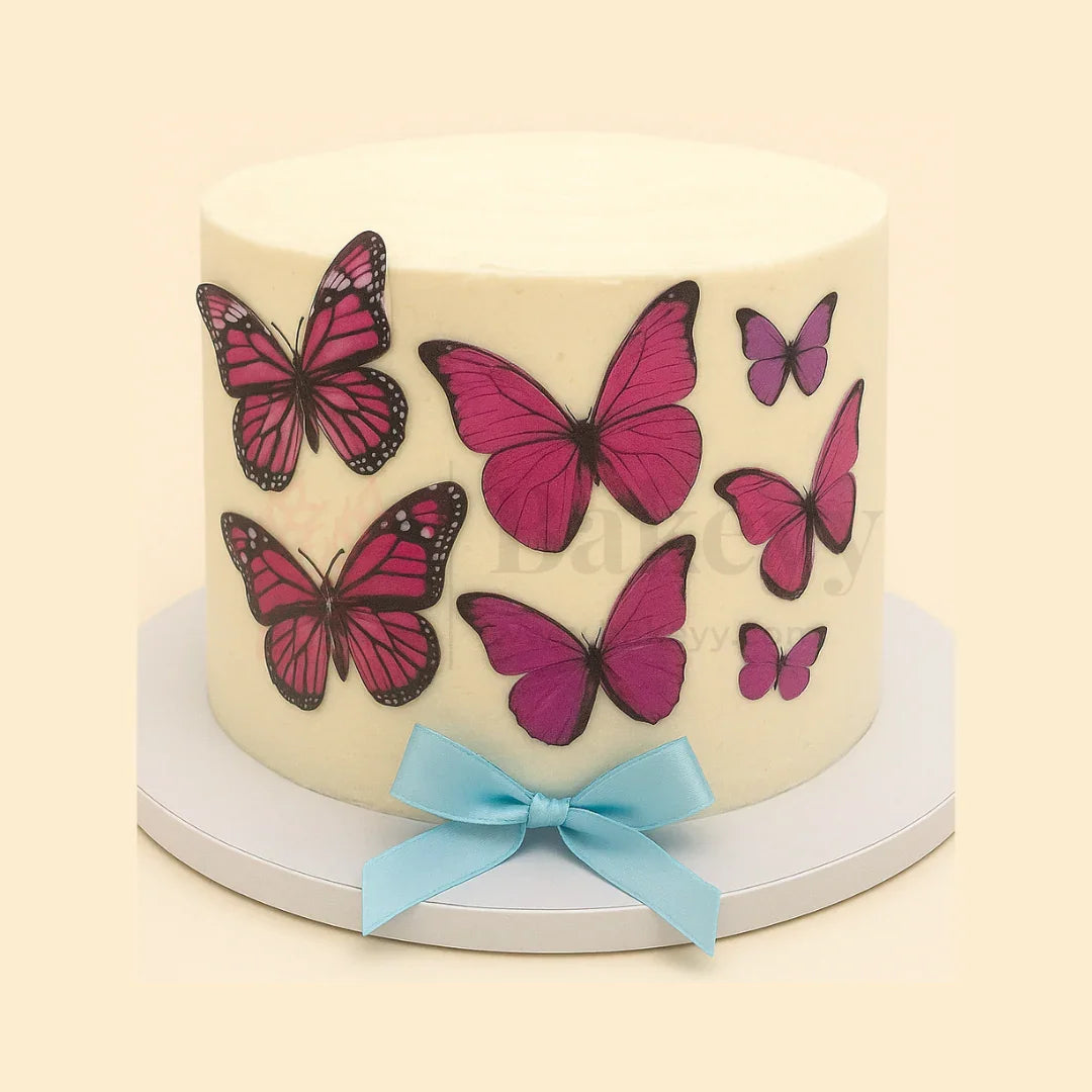 Pre-Cut | Edible Wafer | Purple & Pink Butterfly