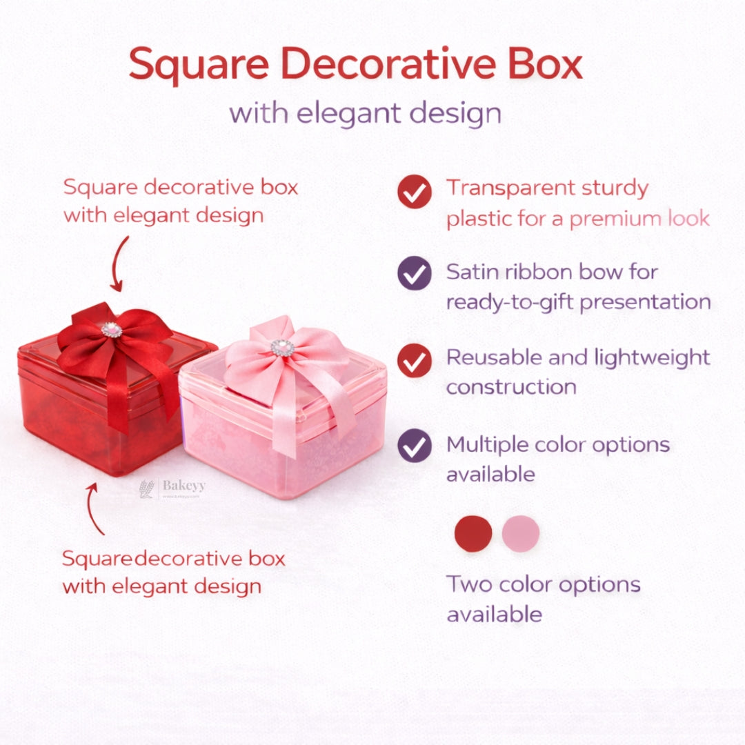 Square Decorative Acrylic Box | Empty Gift Box | Chocolate Box | Sweet Box | Jewellery Box | Plastic Box | Pack of 12