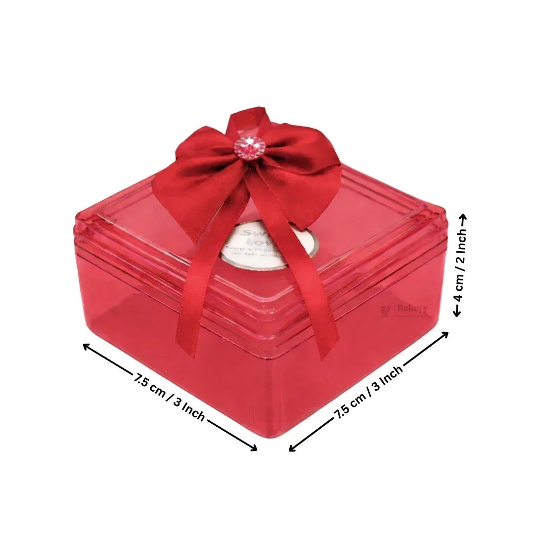 Square Decorative Acrylic Box | Empty Gift Box | Chocolate Box | Sweet Box | Jewellery Box | Plastic Box | Pack of 12 - Bakeyy.com - India - Square Decorative Acrylic Box | Empty Gift Box | Chocolate Box | Sweet Box | Jewellery Box | Plastic Box | Pack of 12 - Red 480.00