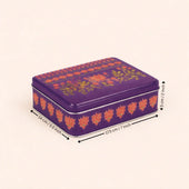 Premium Floral Printed Tin Box | Purple Floral Printed | Gift Box for Chocolates, Dry Fruits, Sweets| Pack Of 1 - Bakeyy.com - India - Premium Floral Printed Tin Box | Purple Floral Printed | Gift Box for Chocolates, Dry Fruits, Sweets| Pack Of 1 - 7x5.5x2 Inch 125.00