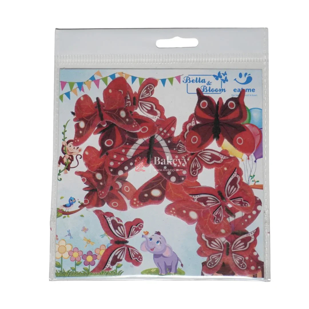 Pre-Cut | Edible Wafer |  Red Butterfly Theme