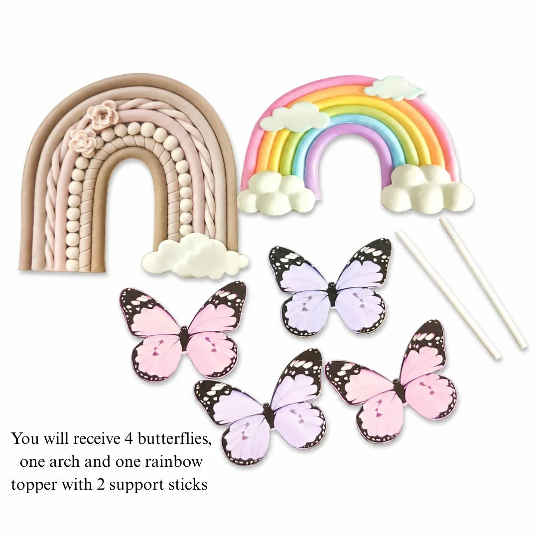 RainbowArch_ButterflyCakeTopperSet - Bakeyy.com IN
