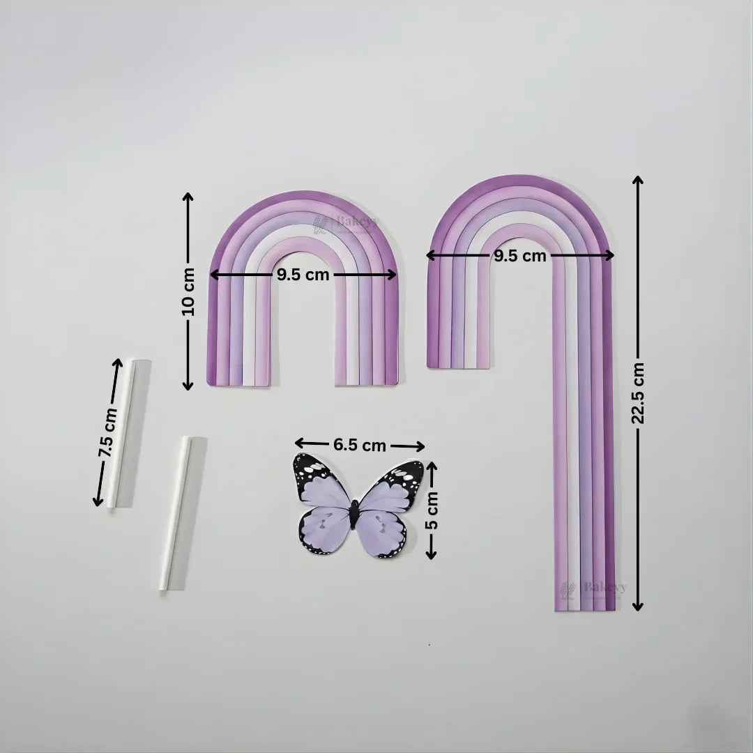 Rainbow & Butterfly Cake Topper Set | Paper Topper | Arch Theme Decoration for Cakes | Multiple Colours Available | Pack of 1 - Bakeyy.com - India - Rainbow & Butterfly Cake Topper Set | Paper Topper | Arch Theme Decoration for Cakes | Multiple Colours Available | Pack of 1 - Pink 1 22.00