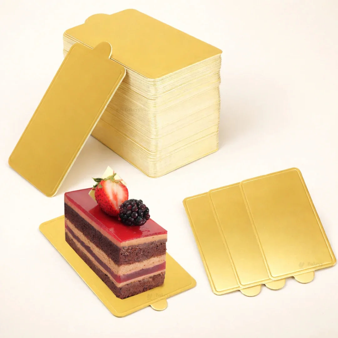 Rectangle Pastry Base | Gold Finish Dessert Display Base | Pack of 50