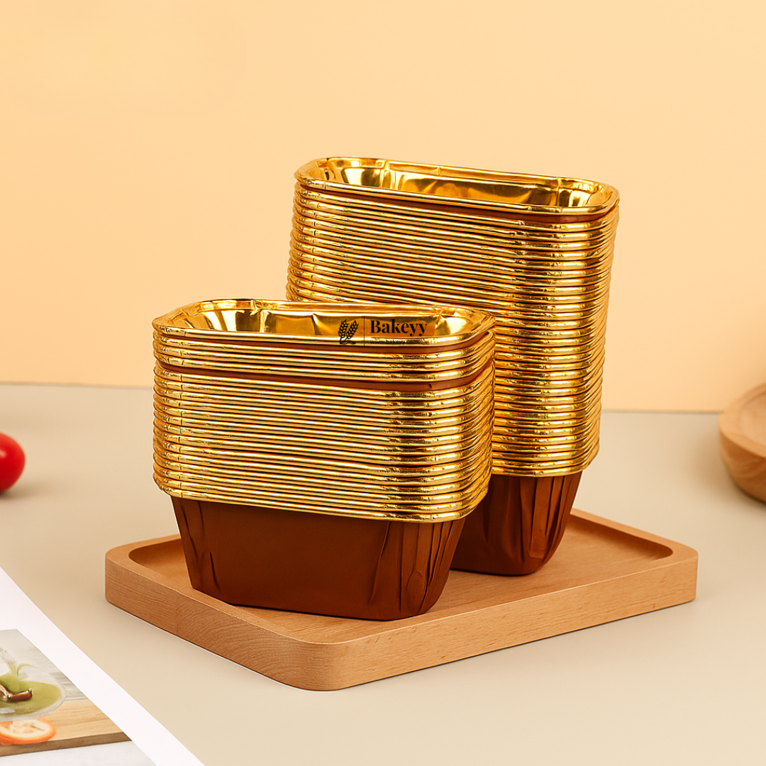 Rectangle Bake N Serve with Gold Foiling | Pack of 50