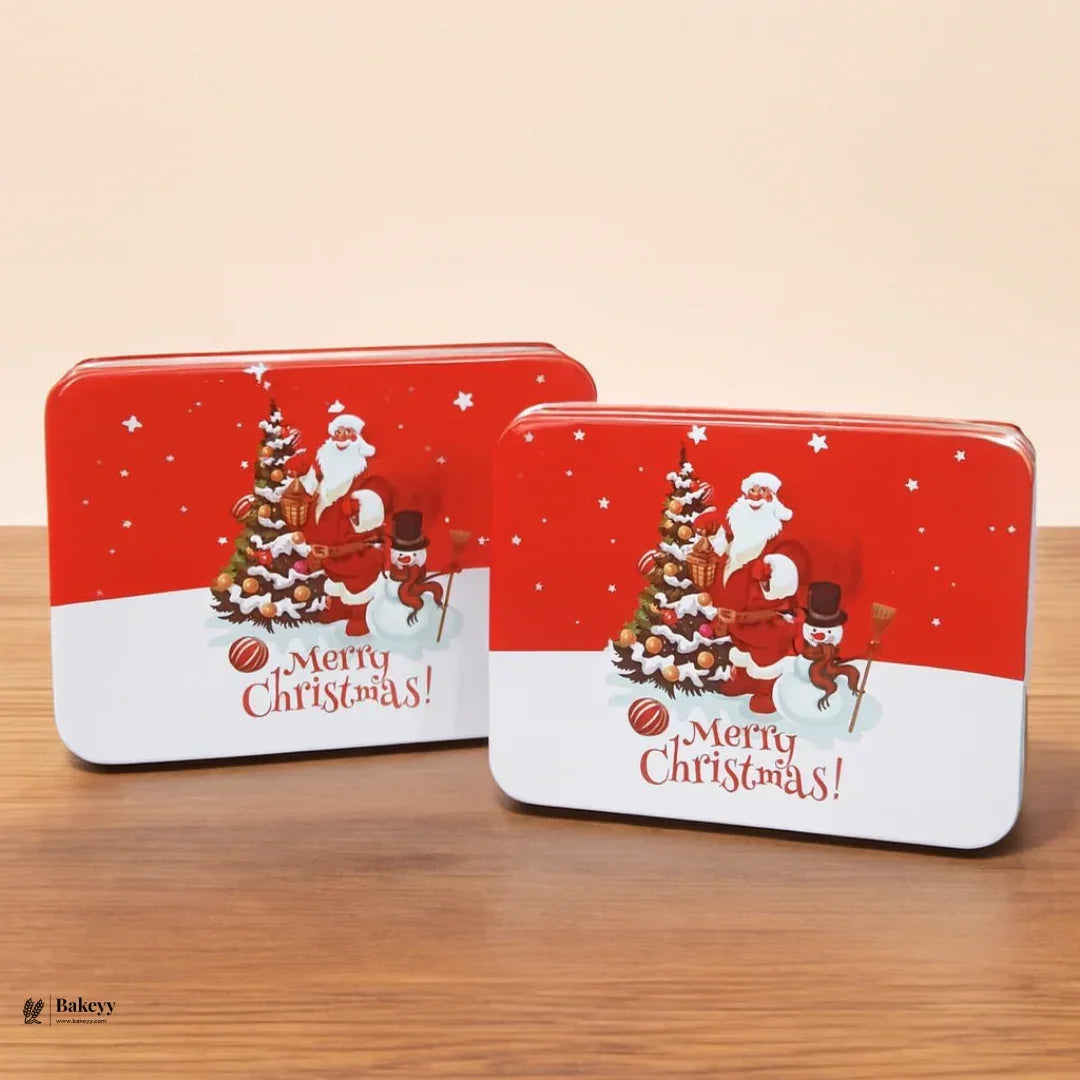 Rectangle Christmas Gift Storage Box | Christmas Cookie & Chocolate Tin Box | Pack of 6 - Bakeyy.com - India - Rectangle Christmas Gift Storage Box | Christmas Cookie & Chocolate Tin Box | Pack of 6 - 12x9x4 cm 330.00