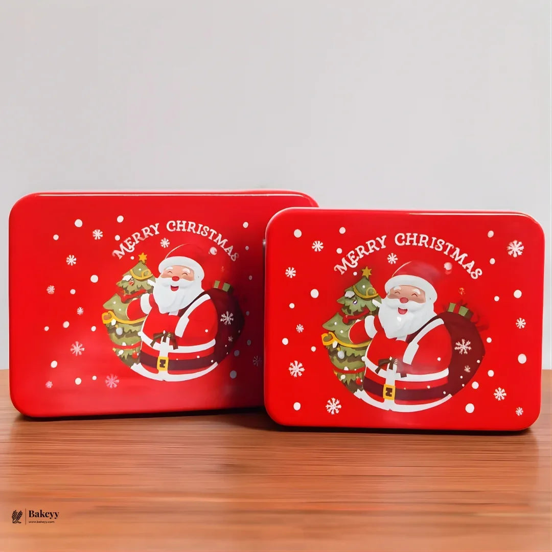 Rectangle Christmas Gift Storage Box | Christmas Cookie & Chocolate Tin Box | Pack of 6 - Bakeyy.com - India - Rectangle Christmas Gift Storage Box | Christmas Cookie & Chocolate Tin Box | Pack of 6 - 12x9x4 cm 330.00