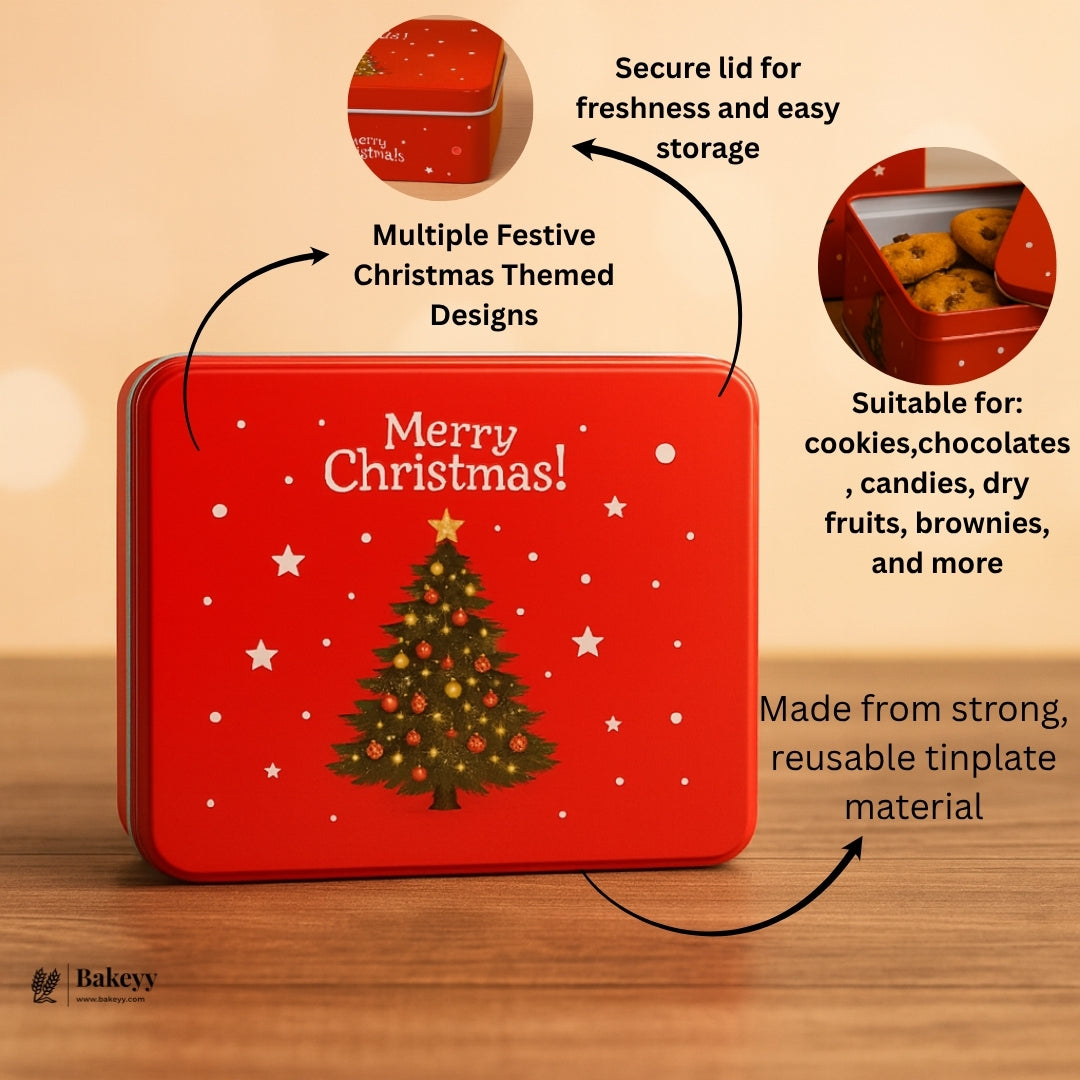 Rectangle Christmas Gift Storage Box | Christmas Cookie & Chocolate Tin Box | Pack of 6