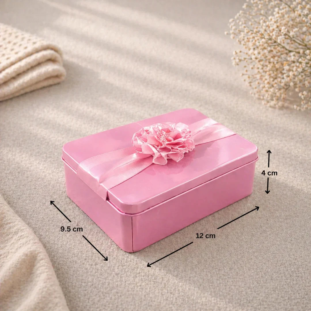 Rectangle_Metal_Tin_Gift_Box_with_Ribbon_Flower_Premium_Storage_Gifting_Box_Multiple_Colors_Pack_of_4_2 - Bakeyy.com