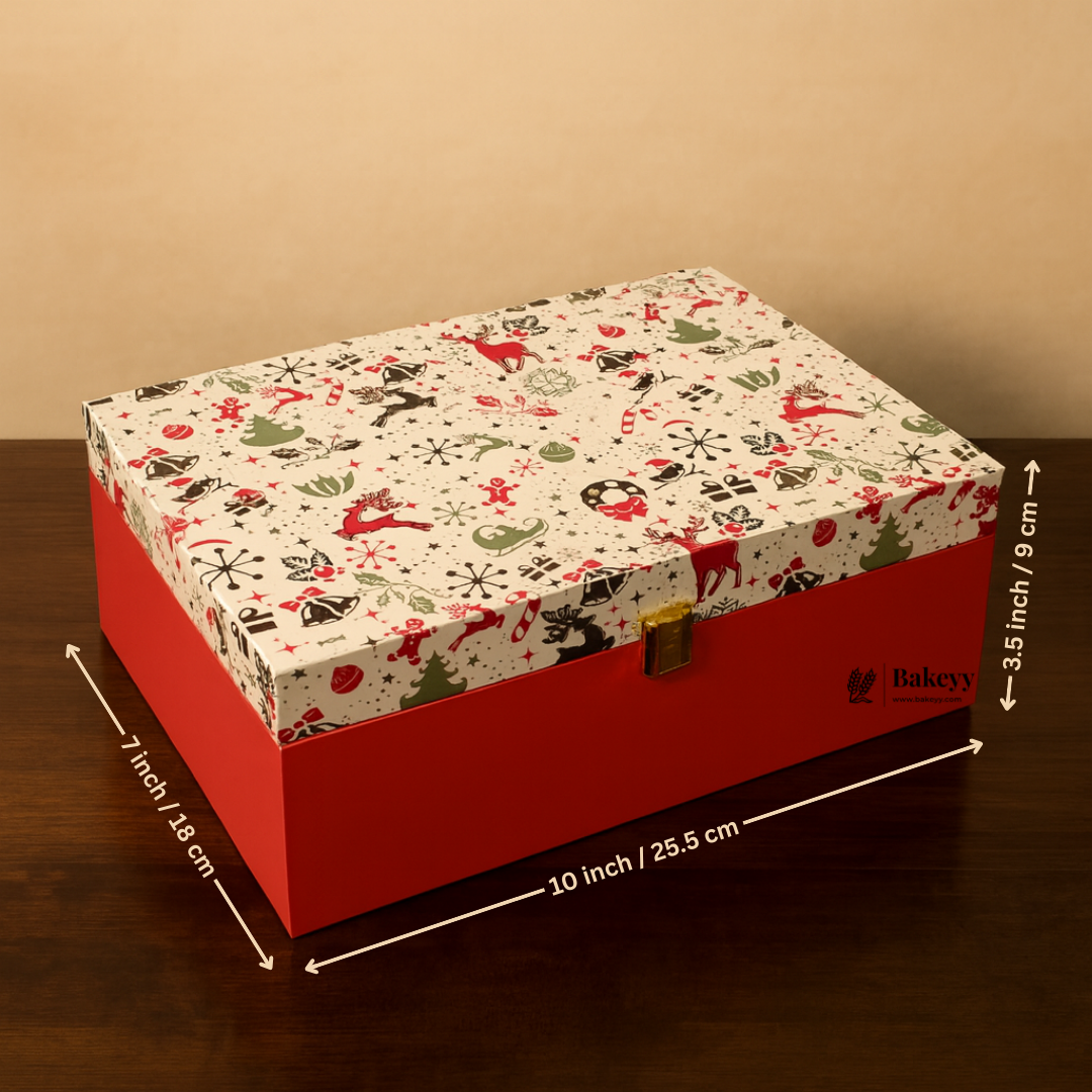 Rectangular Christmas Luxury MDF Cardboard Hamper Box | Red | Gift Box | 1 Piece