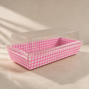 Rectangular Grid Pattern Loaf Box With Clear Lid | Bakery Packaging Box | Pack of 50