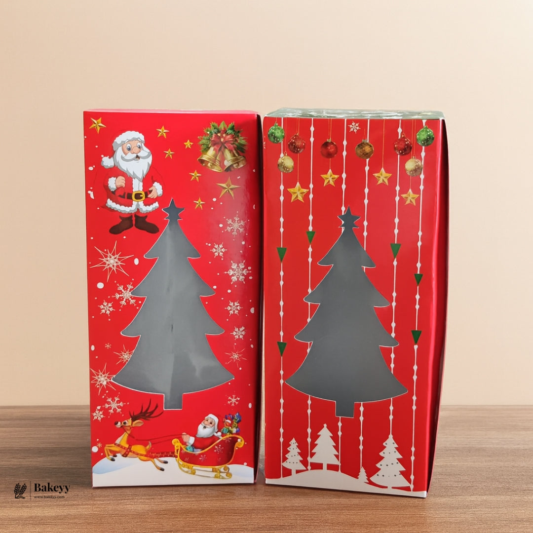 Rectangular Christmas Plum Cake Gift Box | Tree Cut-Out Window Design | Pack of 10