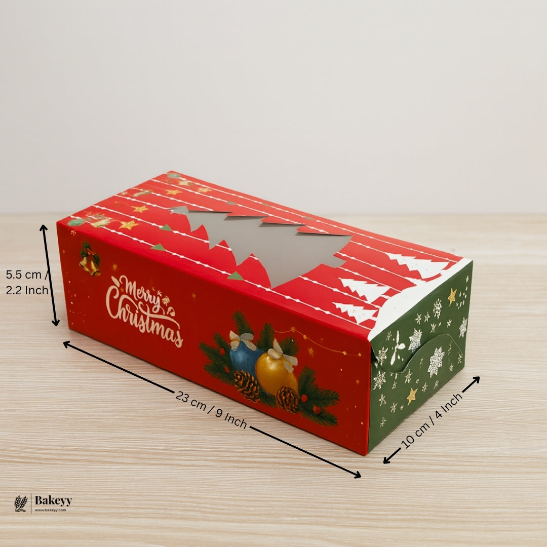 Rectangular Christmas Plum Cake Gift Box | Tree Cut-Out Window Design | Pack of 10
