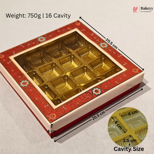 Red Floral Border Window Sweet & Chocolate Gift Box | With & Without Cavity | Multiple Capacities