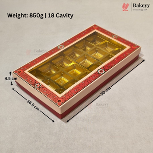 Red Floral Border Window Sweet & Chocolate Gift Box | With & Without Cavity | Multiple Capacities