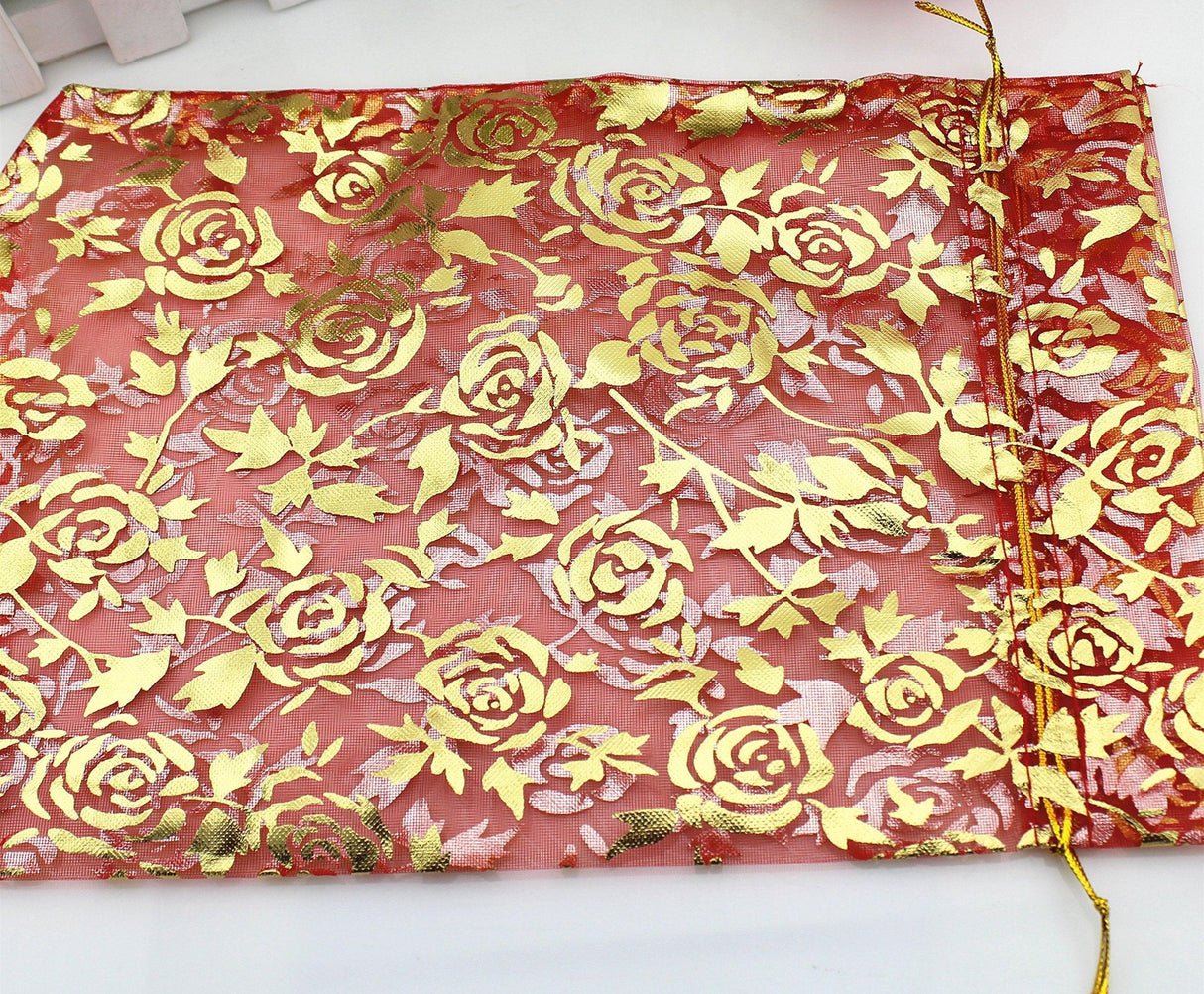 8x10 cm | Printed Organza Potli Bags | Pack of 70 | Red Colour | Candy Bag | - Bakeyy.com - India - 8x10 cm | Printed Organza Potli Bags | Pack of 70 | Red Colour | Candy Bag | - Default Title