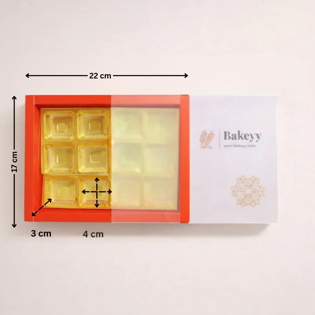Red Sliding Chocolate Box with Gold Cavity Premium Rigid Gift Box for Chocolates Pack of 10