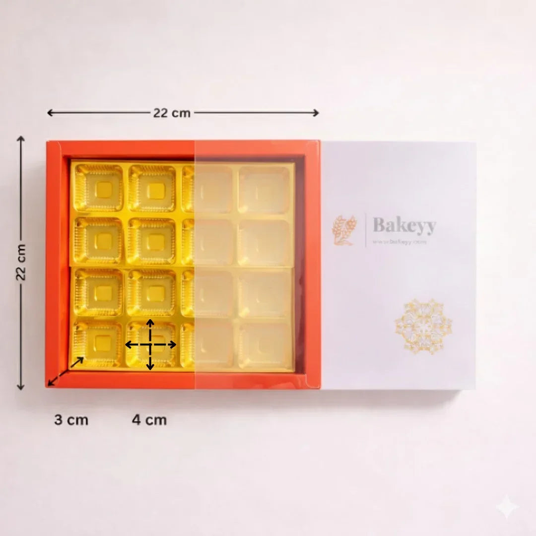 Red Sliding Chocolate Box with Gold Cavity Premium Rigid Gift Box for Chocolates Pack of 10