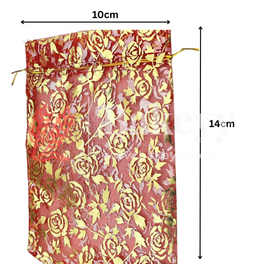 10x14 CM | Printed Organza Potli Bags | Red Colour | Candy Bag |Pack of 70 - Bakeyy.com - India - 10x14 CM | Printed Organza Potli Bags | Red Colour | Candy Bag |Pack of 70 - Default Title