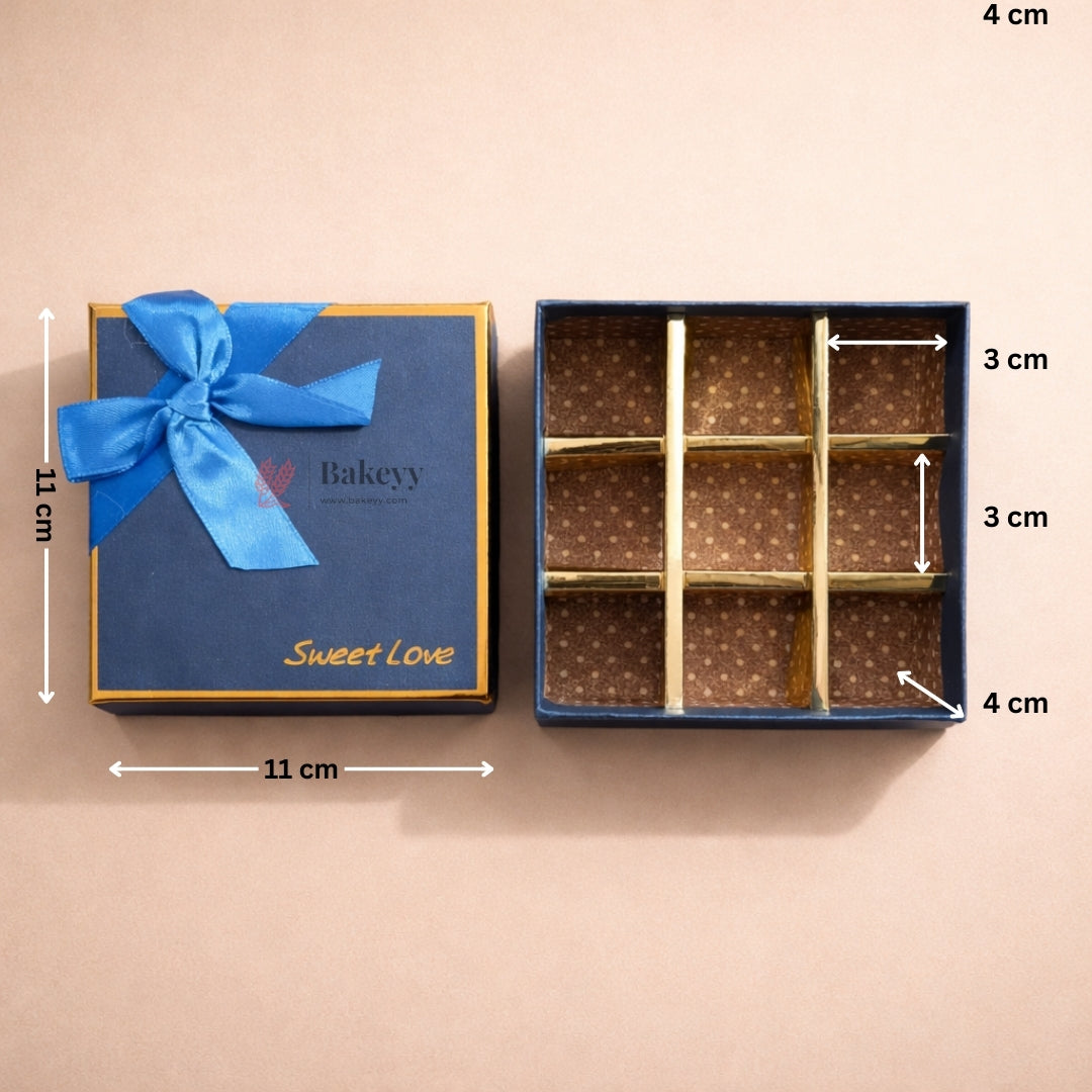 9 Cavity Gift Box | Rigid Chocolate Box with Ribbon | Sweet Love Gift Box | Premium Empty Chocolate Packing Box | Pack of 1 - Bakeyy.com - India - 9 Cavity Gift Box | Rigid Chocolate Box with Ribbon | Sweet Love Gift Box | Premium Empty Chocolate Packing Box | Pack of 1 - Red 89.00