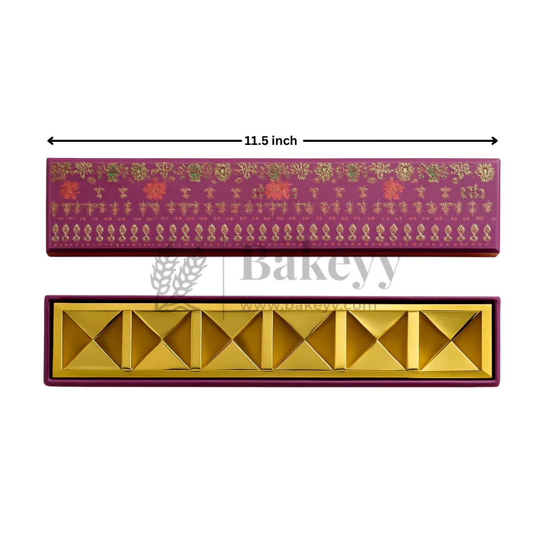 6 Cavities | Rigid Chocolate Box | Floral Print | Sweet box | Purple | 1 Piece