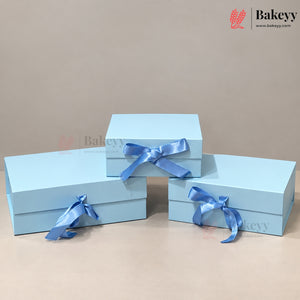 Collapsible Plain Hamper Box with Satin Ribbon & Magnetic Lock | Multiple Colors