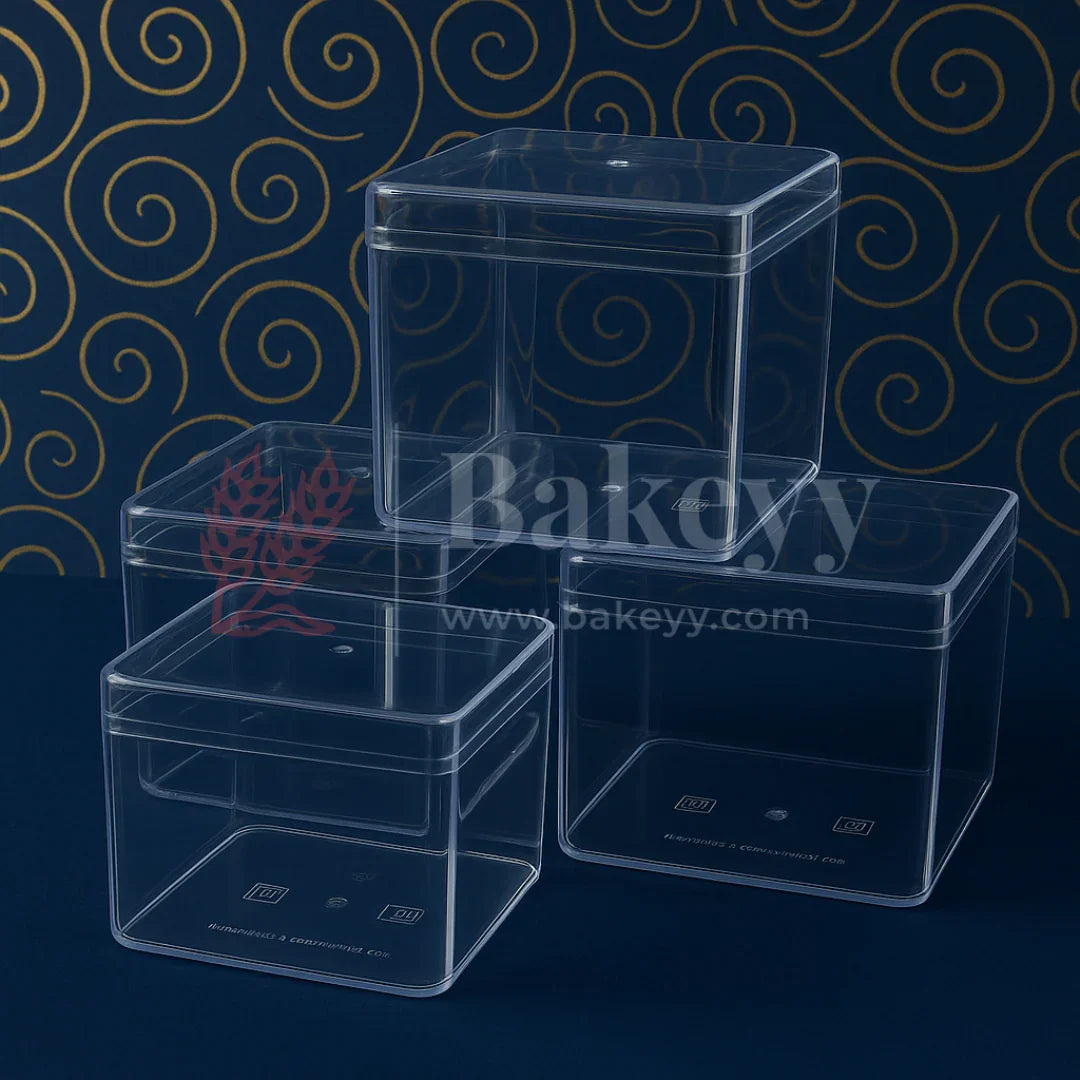 26x26x11 cm | Rigid Square Shaped Gift Box with 4 Plastic Box | Hamper Box | Dark Green | 1 Piece