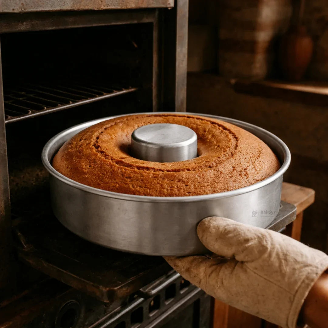 Round Aluminium Donut Shape Cake Pan | Tube Mould for Sponge, Pound & Ring Cakes | 4 Sizes Available | Pack of 1