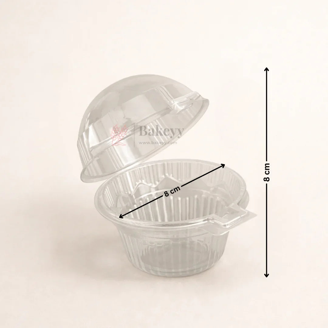 Round Clear PET Container with Attached Dome Lid | Cupcake and Dessert box | Disposable Food Packaging Box | Pack of 50 - Bakeyy.com - India - Round Clear PET Container with Attached Dome Lid | Cupcake and Dessert box | Disposable Food Packaging Box | Pack of 50 - Default Title 205.00