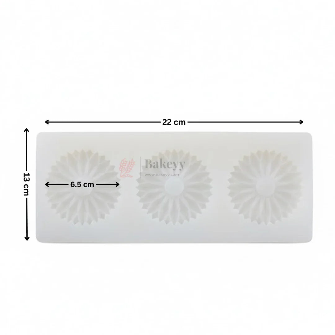 Round Flower Chocolate Garnishing Mould | Silicone Cake Decoration Mould | 3 Cavity | Pack of 1 - Bakeyy.com - India - Round Flower Chocolate Garnishing Mould | Silicone Cake Decoration Mould | 3 Cavity | Pack of 1 - Default Title 89.00