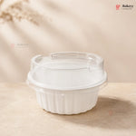 Round Ribbed Plastic Dessert Container with Clear Lid | Mini Sweet & Dessert Packing Box | Pack of 50