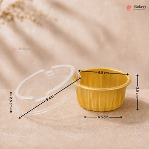 Round Ribbed Plastic Dessert Container with Clear Lid | Mini Sweet & Dessert Packing Box | Pack of 50