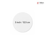 White round cake board with '5 inch / 12.5 cm' text and Bakeey logo.
