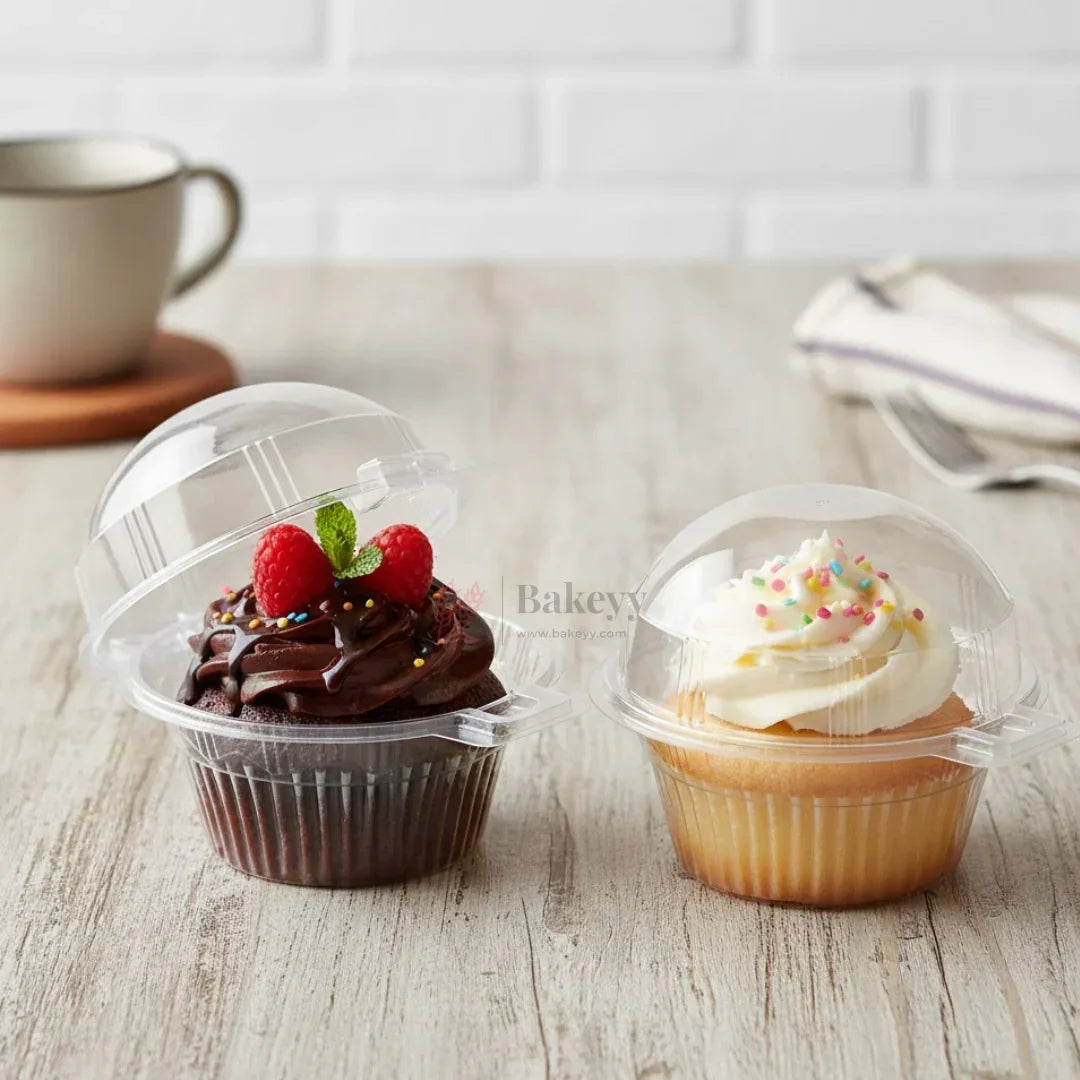 Round_Clear_PET_Container_with_Attached_Dome_Lid_Cupcake_and_Dessert_box_Disposable_Food_Packaging_Box_Pack_of_50_2 - Bakeyy.com