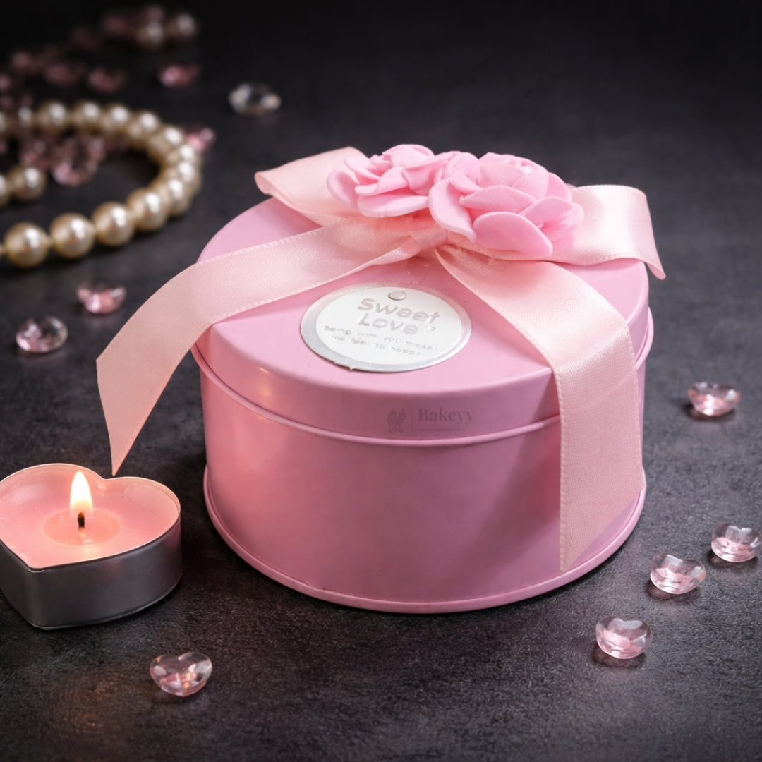 Round Empty Decorative Tin Box | Gift Box | Sweet Box | Jewellery Box | Luxury Box